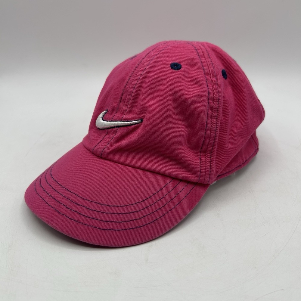 Vintage Y2K Nike Hat Baseball Cap Strapback Swoosh Pink Size Infant Silver Tag